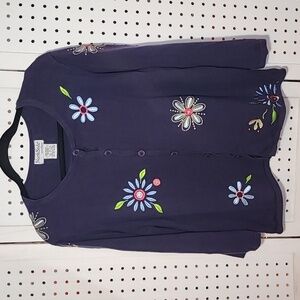 North Style size XL Deep Purple Cardigan Embroidered Cottage-core Vintage Bright